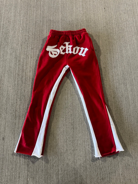 Red flare sweatpants